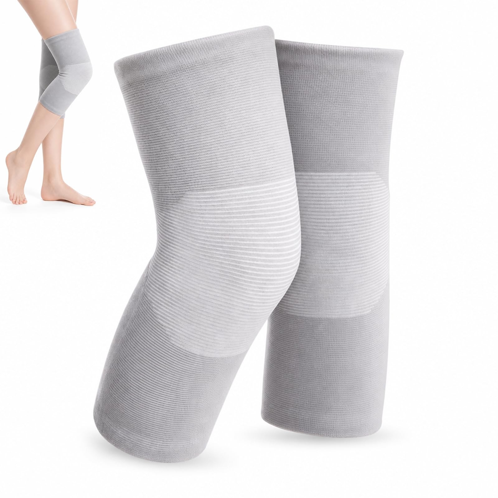 Bamboo Knee Sleeve for – One Pair Compression XL, off-white
