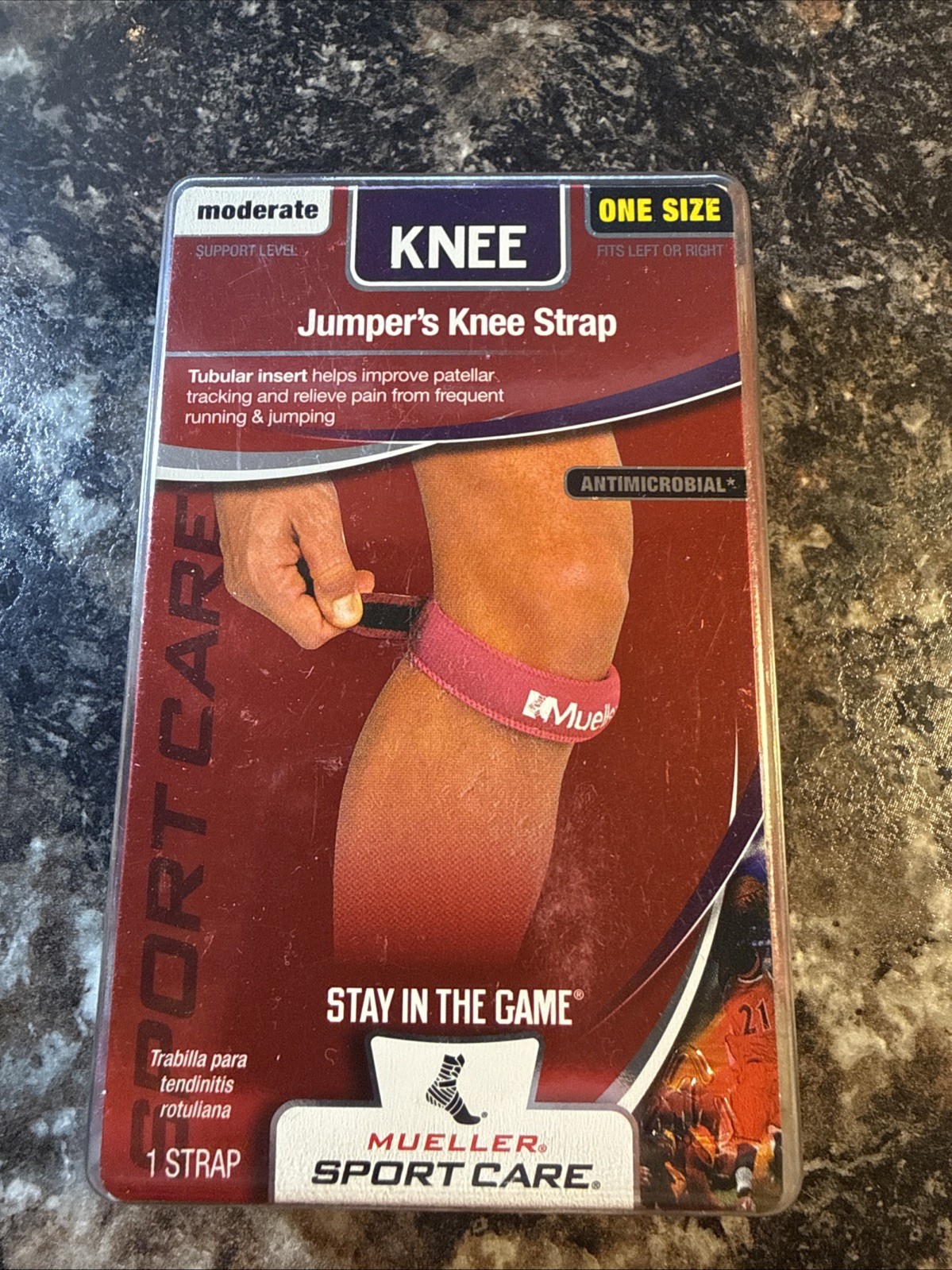 Mueller Knee Strap Jumpers Moderate Support Antimicrobial Adjustable One Size