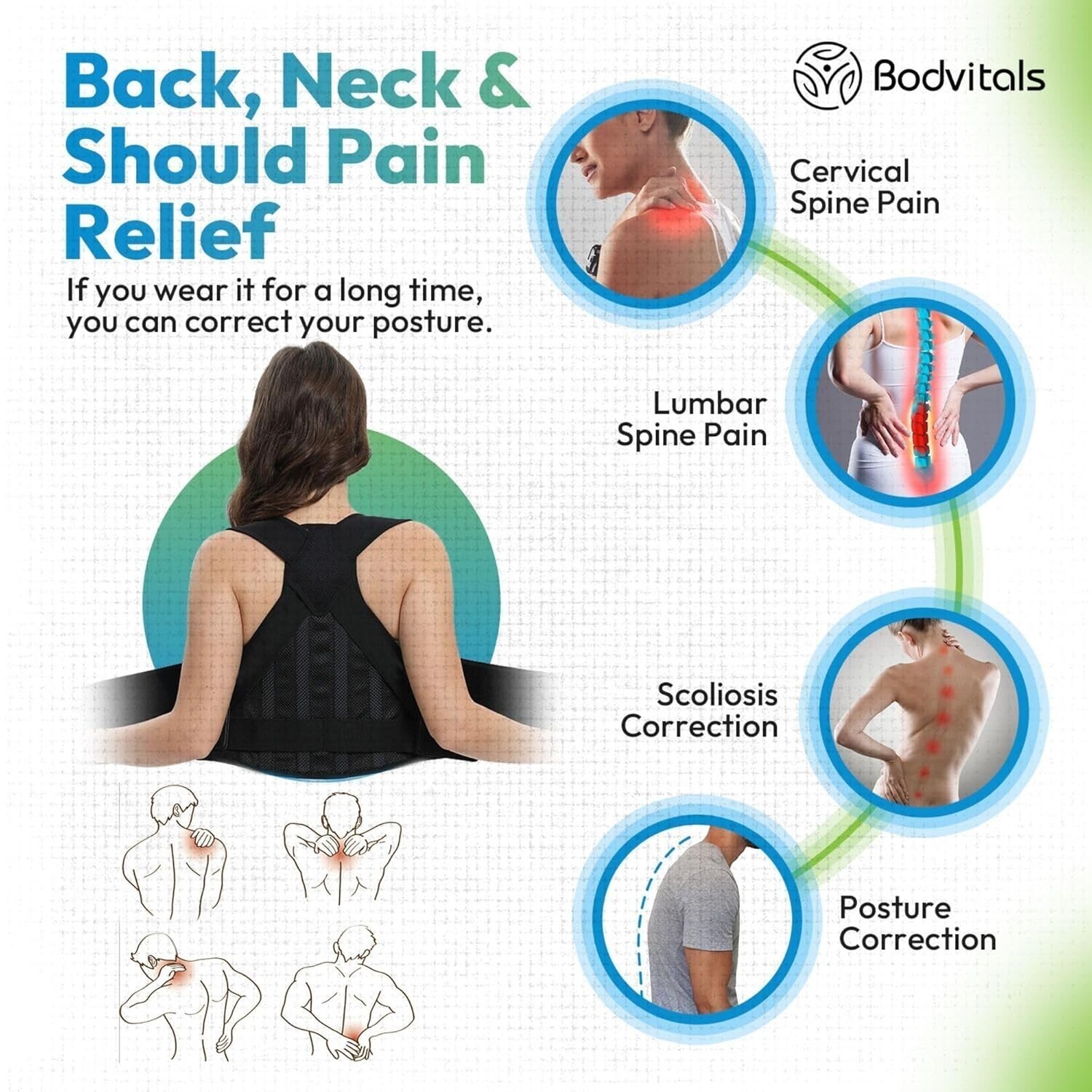 Back Brace Posture Corrector | Adjustable Back Corrector and Lightweight Back M