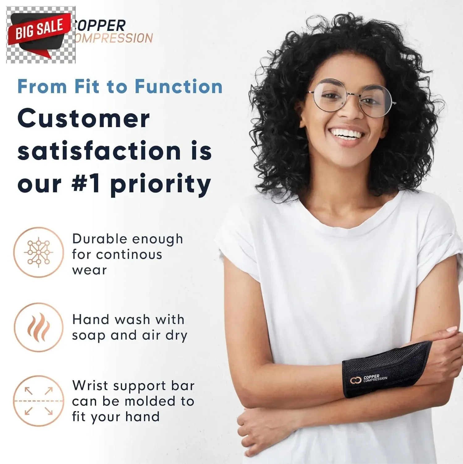 Copper Compression Advanced Wrist Brace – Copper Infused Adjustable Orthopedic S