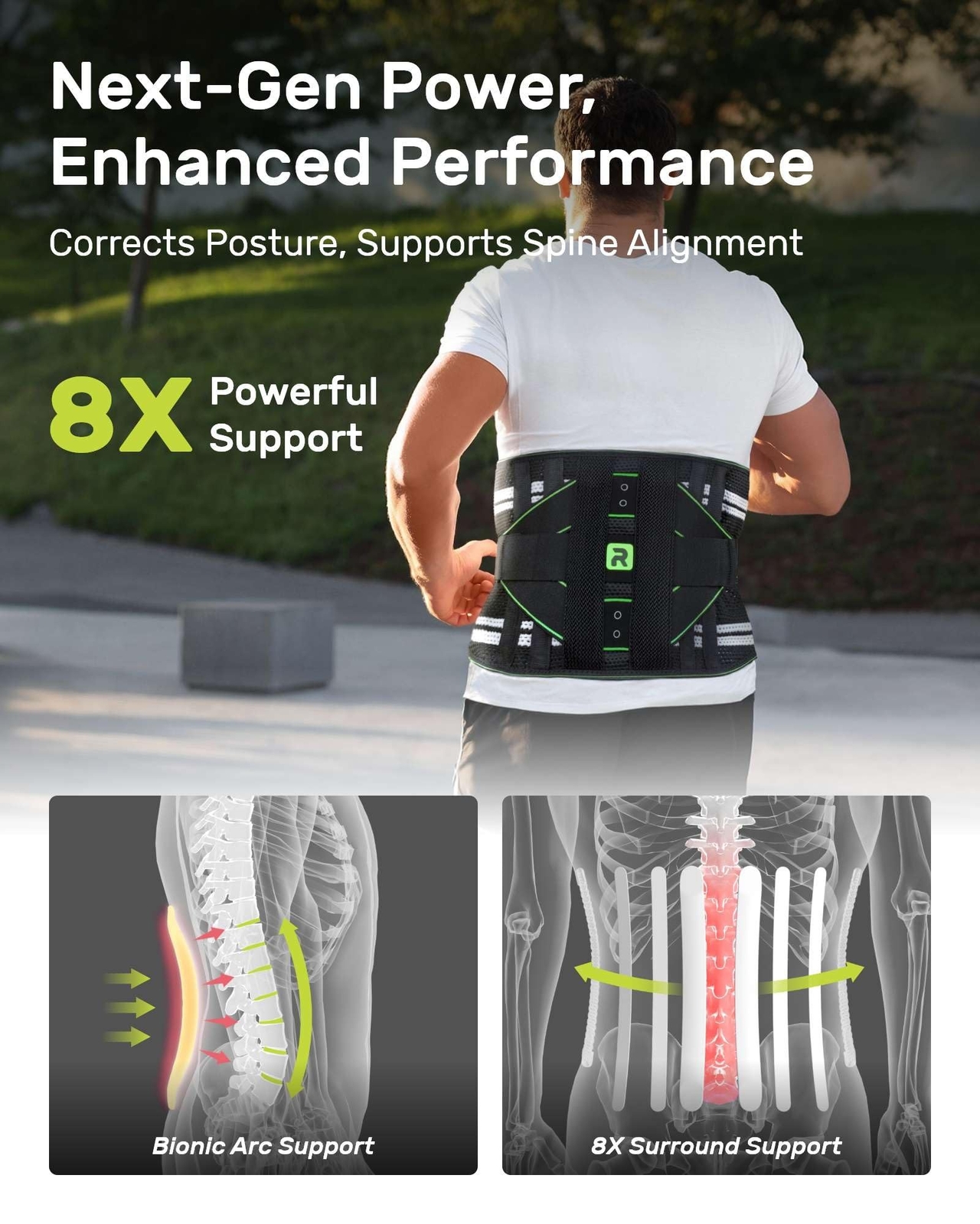 Lumbar Back Brace with Removable 3D Pad for Deep Massage, Adjustable Lower Ba…