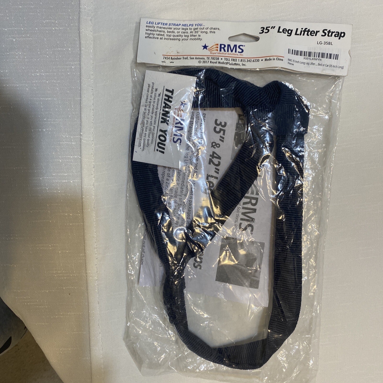 RMS 35″ or 42″ Black Adjustable Leg Lifter Straps Royal Medical Solutions Sealed
