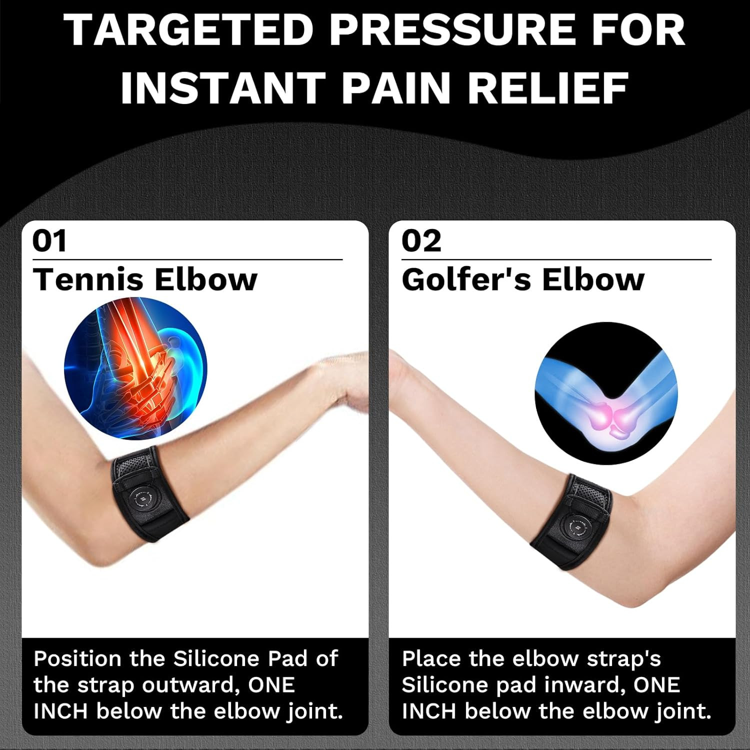 Tennis Elbow Brace for Men & Women, Elbow Brace for Tendonitis and Tennis Elbow