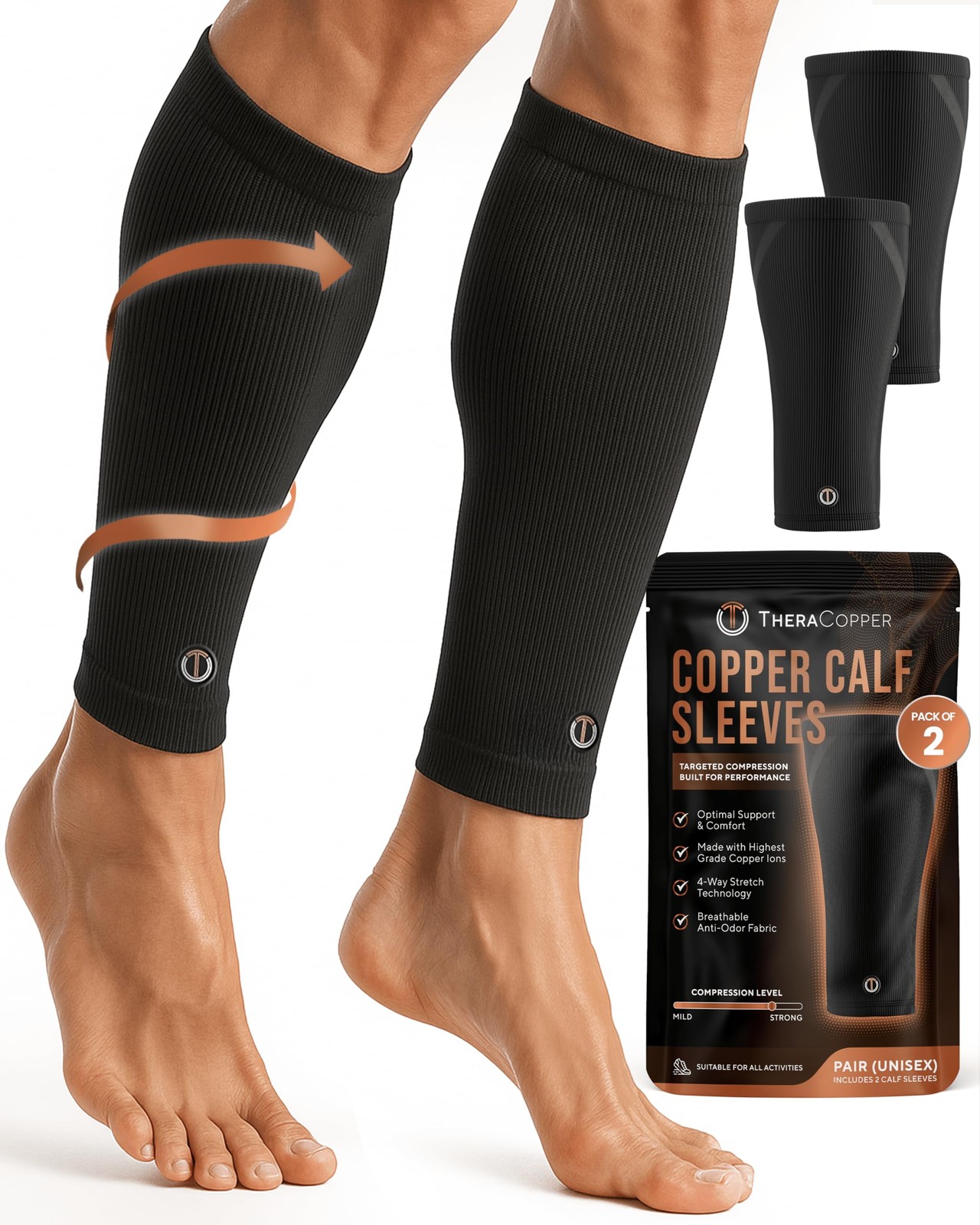Copper Calf Compression Sleeve — Premium Copper Compression Shin Sleeve for M…