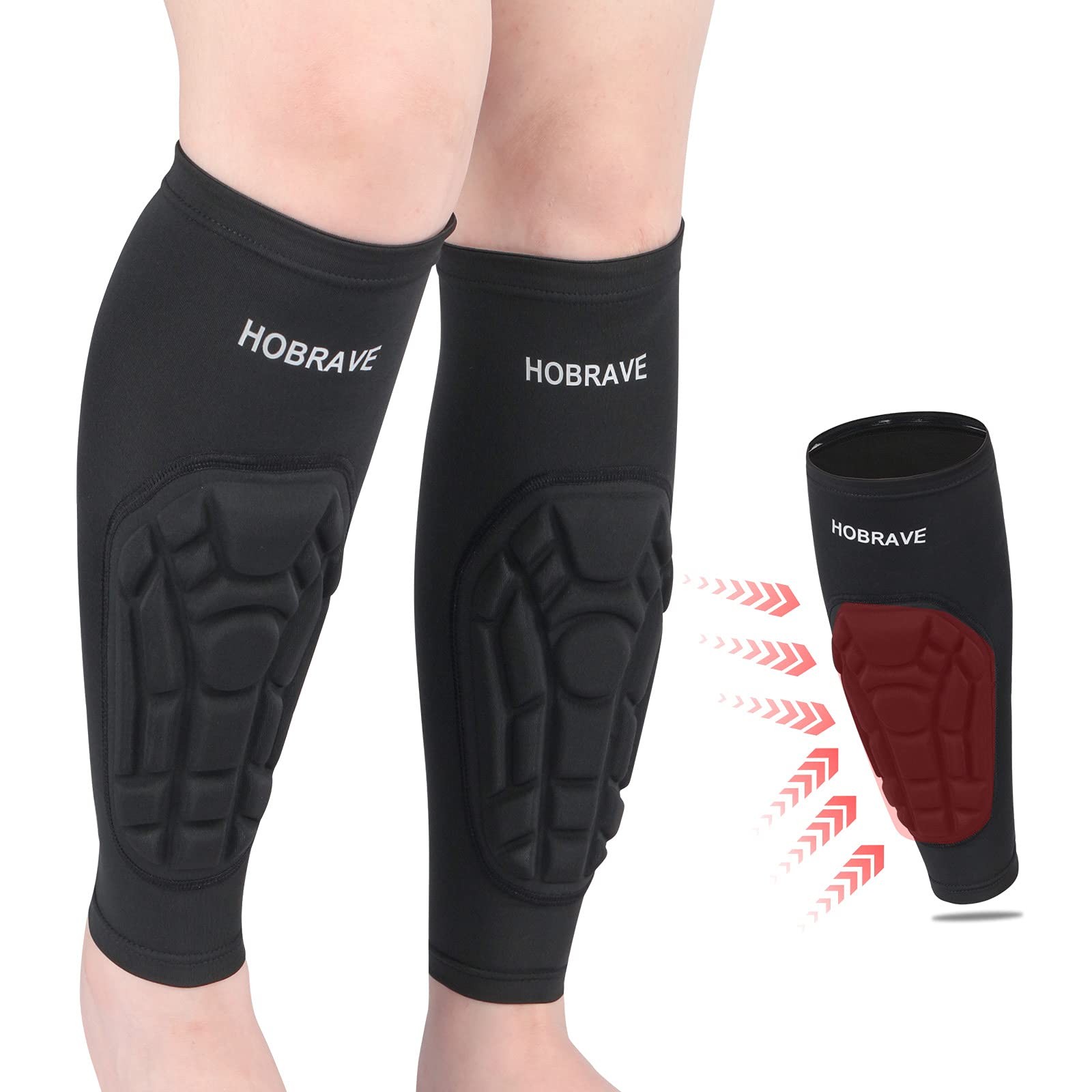 HOBRAVE Padded Calf Sleeve Shin Supports for Sports Pair Small, Black