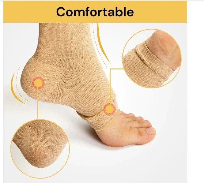 Zipper Open Toe Compression Socks 20-30mmHg Calf Leg Ankle Support Stocking sz S