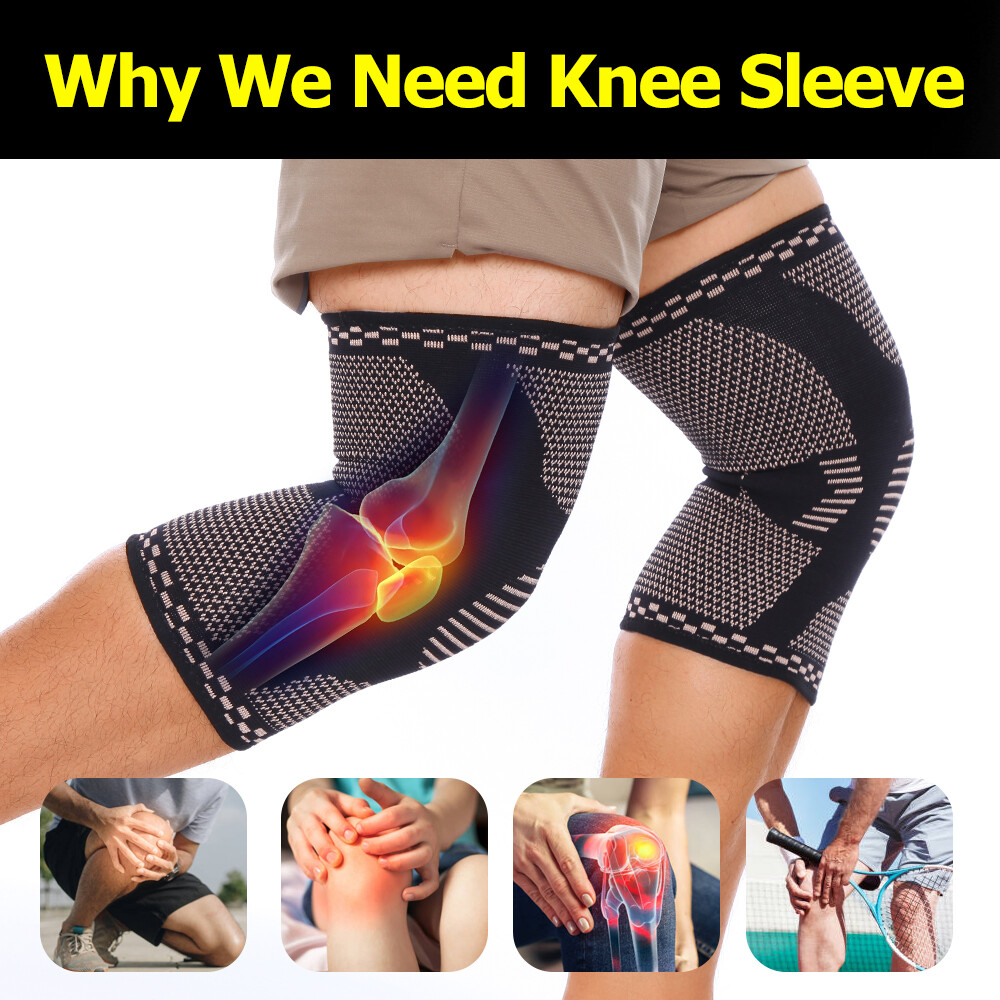 Copper Knee Support Compression Sleeve Brace Patella Arthritis Pain Relief Gym