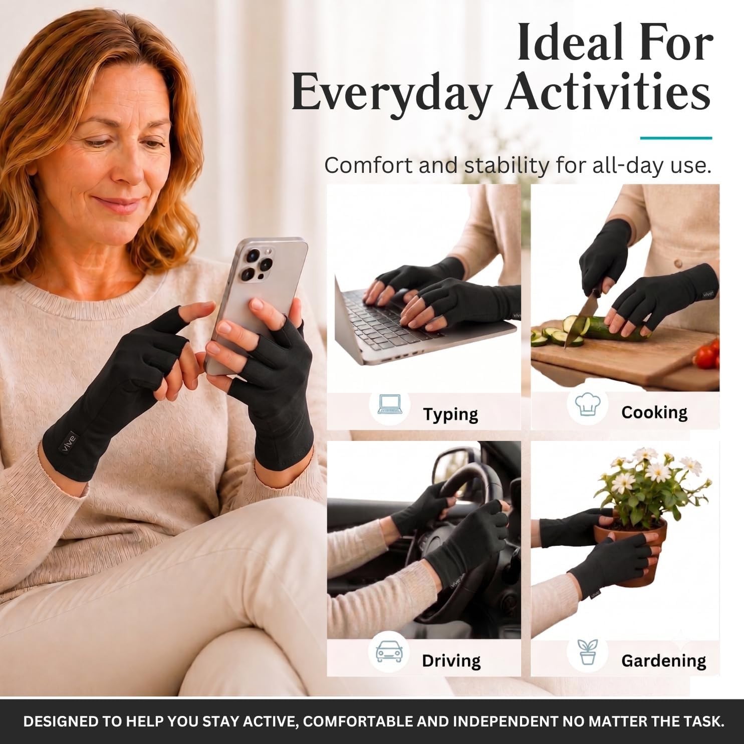 Durable Thermal Compression Gloves for Arthritis – Open Fingers, Comfortable Fit