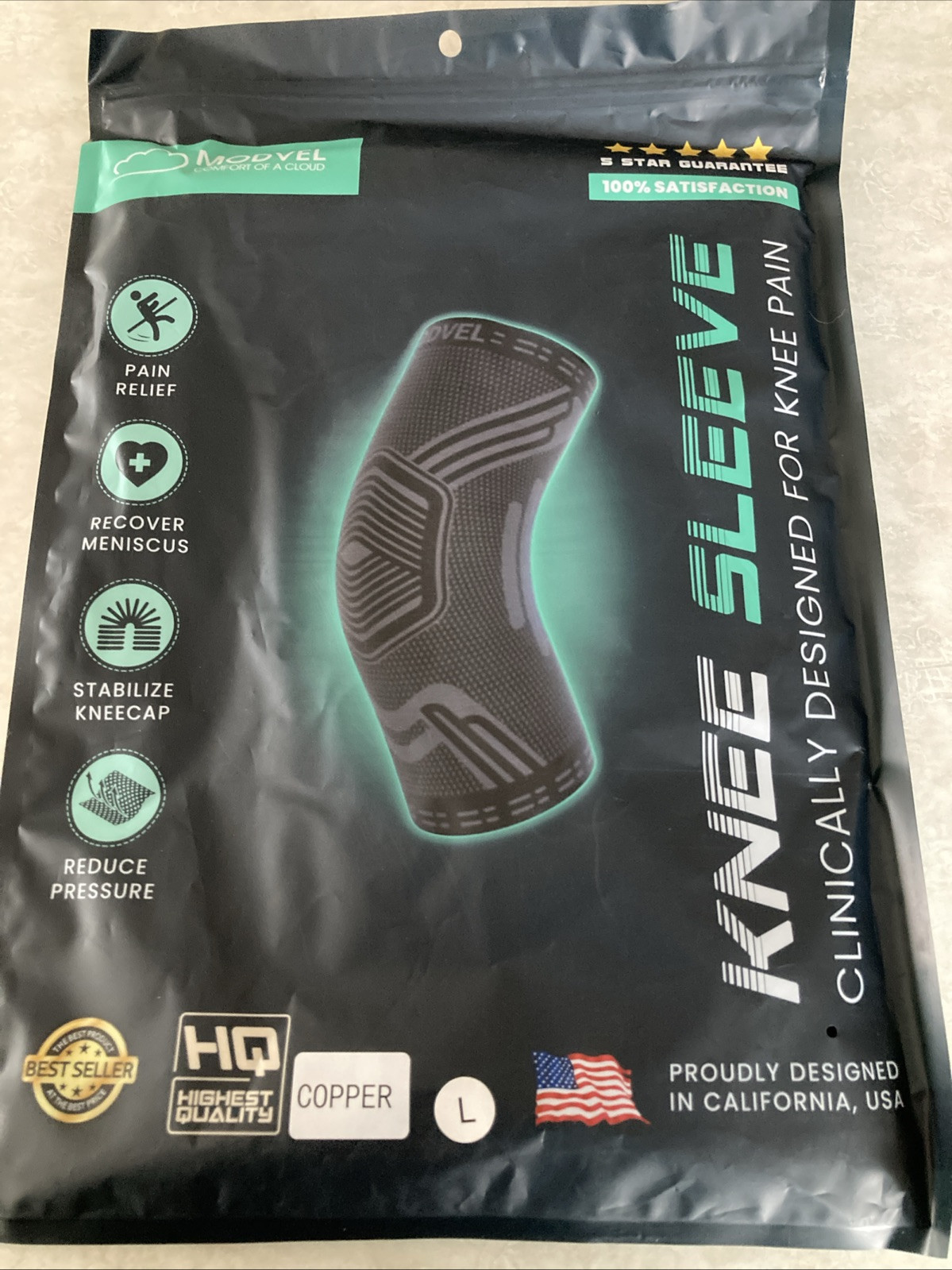 Modvel Compression Knee Sleeve/brace Size L Copper MV210L Unisex Sports New Pkg