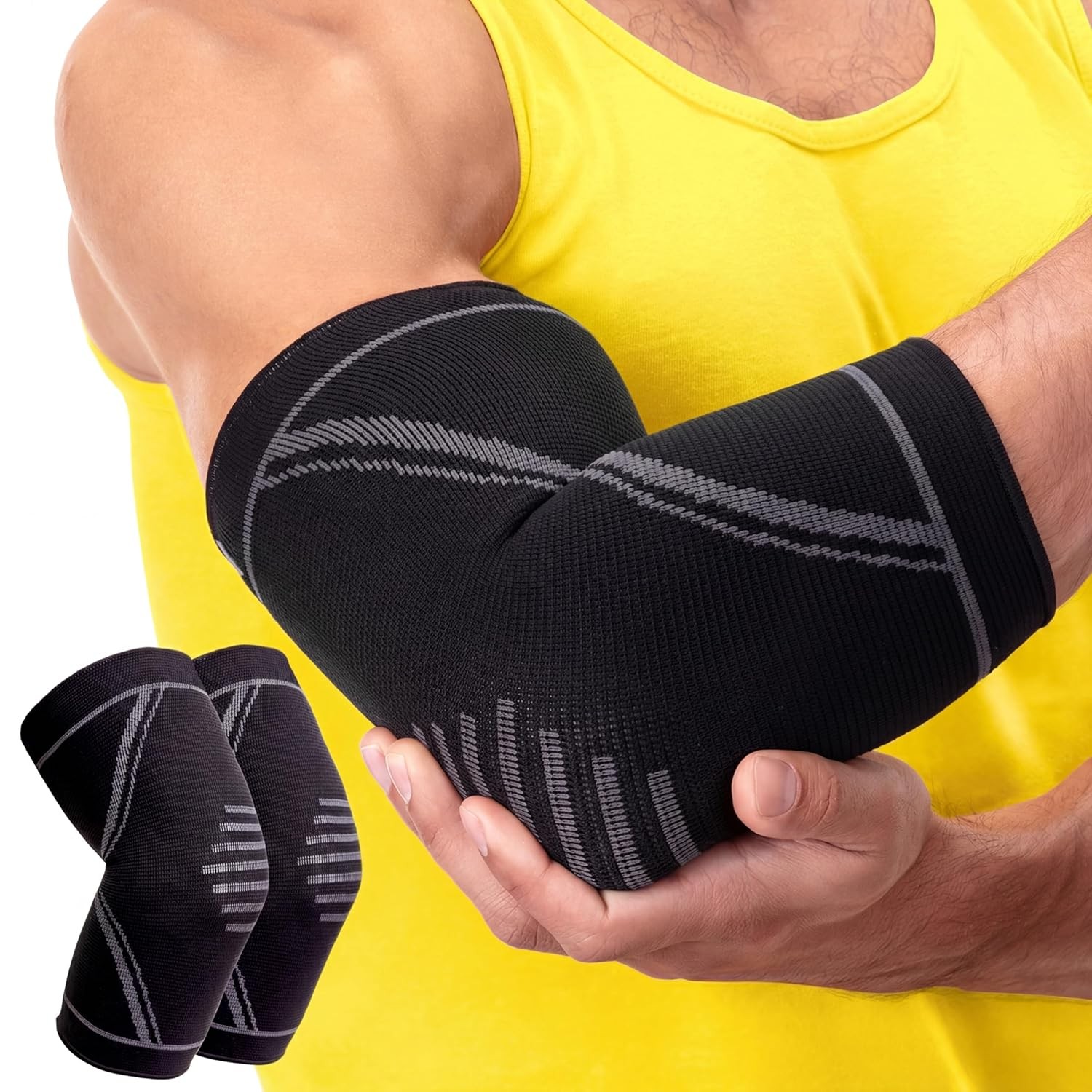 PhysFlex Elbow Brace 2 Pack for Tennis & Golfer’s Elbow Pain Relief – Elbow Comp