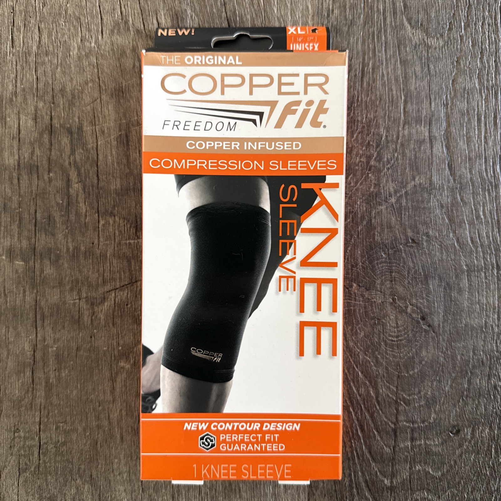 Copper Fit Freedom Copper Infused Compression Knee Sleeve – Size XL – Black