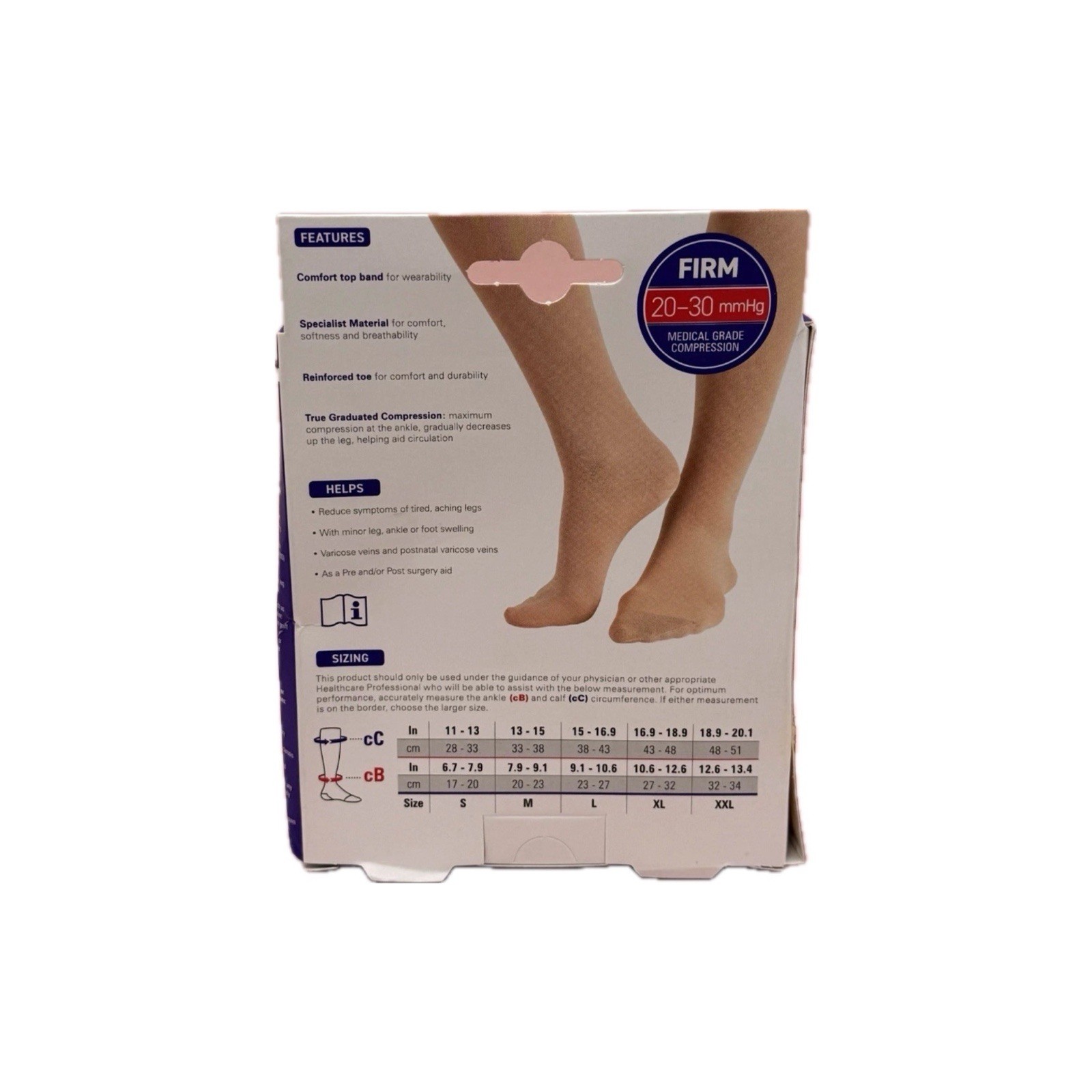 Neo G Knee High Therapeutic Socks Firm 20-30mmHg Large Beige
