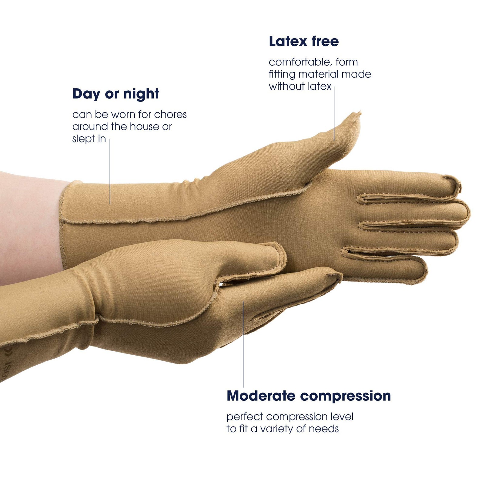 Compression Gloves for Arthritis Pain Relief Open Full Finger Camel Color