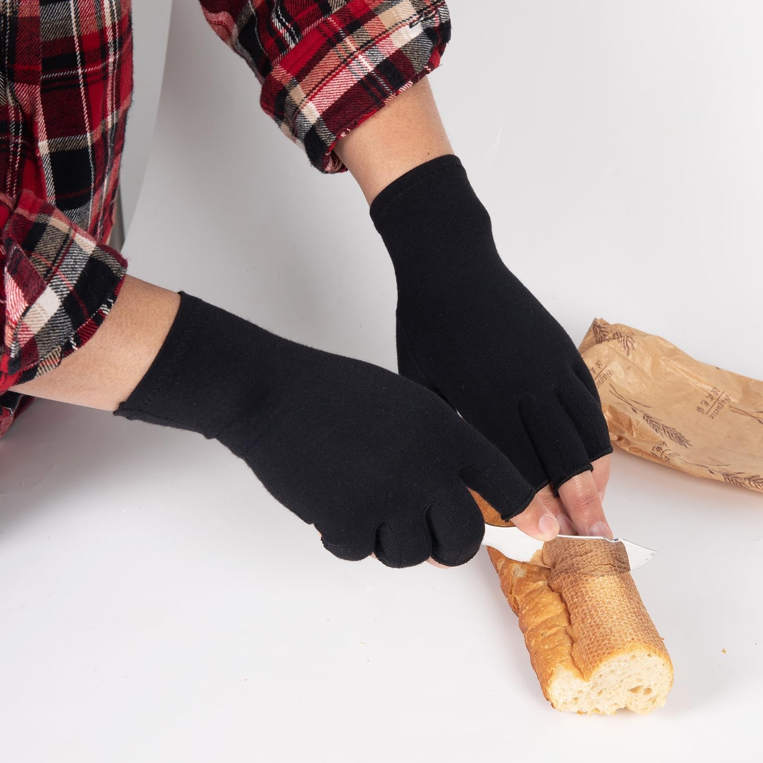 2PCS Arthritis Compression Gloves for Women Men, Fingerless Gloves
