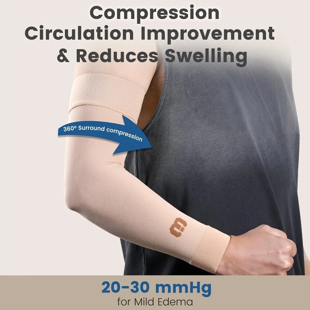 Lymphedema Medical Compression Arm Sleeve 20-30 mmHg, Full Arm Support with…