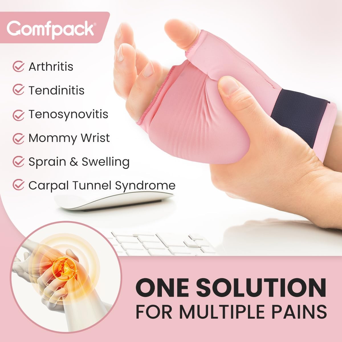Comfpack Hand Ice Pack Glove for Arthritis Pain Relief, Wrist Ice Pack Wrap f…