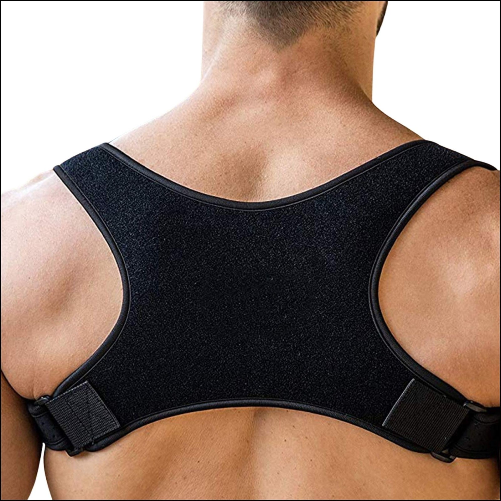 POAGL Adjustable Posture Corrector Brace for Men – Universal Fit, Black
