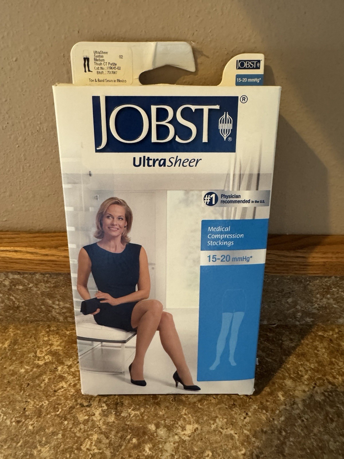 Jobst MediumPetite UltraSheer Compression Thigh Sock 15-20 mmhg Suntan 119645-02