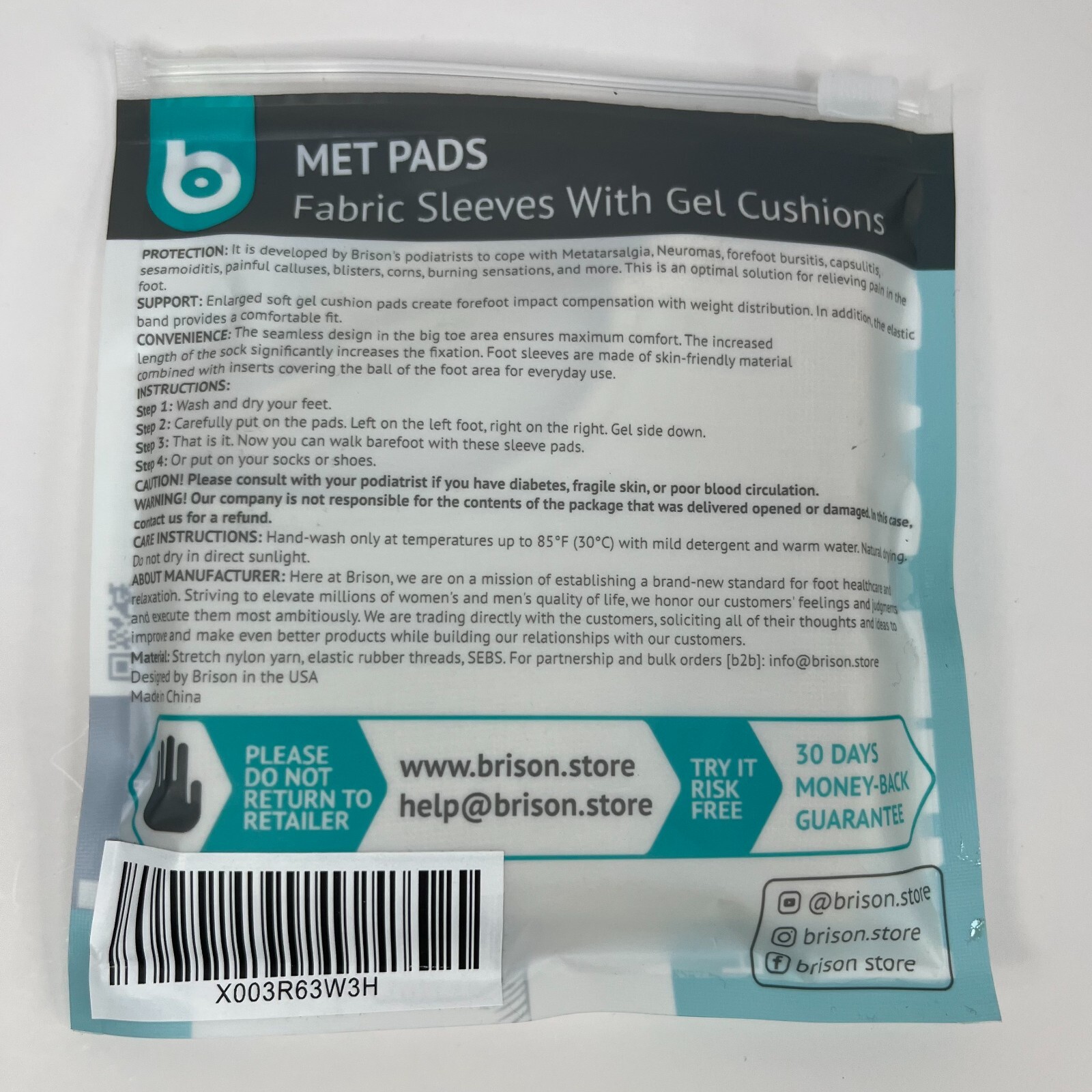 Brison Metatarsal Pads for W/M Ball of Foot Cushion Gel Sleeves Cushions Pad