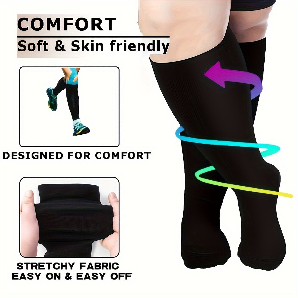 3 Pairs Plus Size Compression Socks 20-30 mmHg for Men Women 5XL-7XL For Cycling