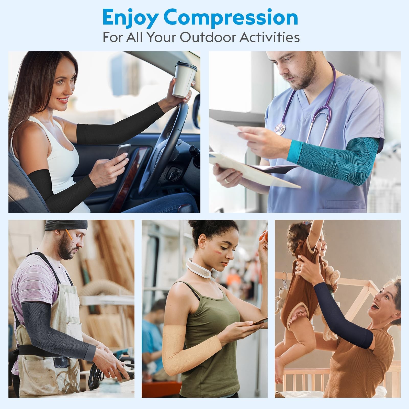 ® Compression Arm Sleeves, Firm 20-30mmHg Graduated Compression Full Arm Supp…
