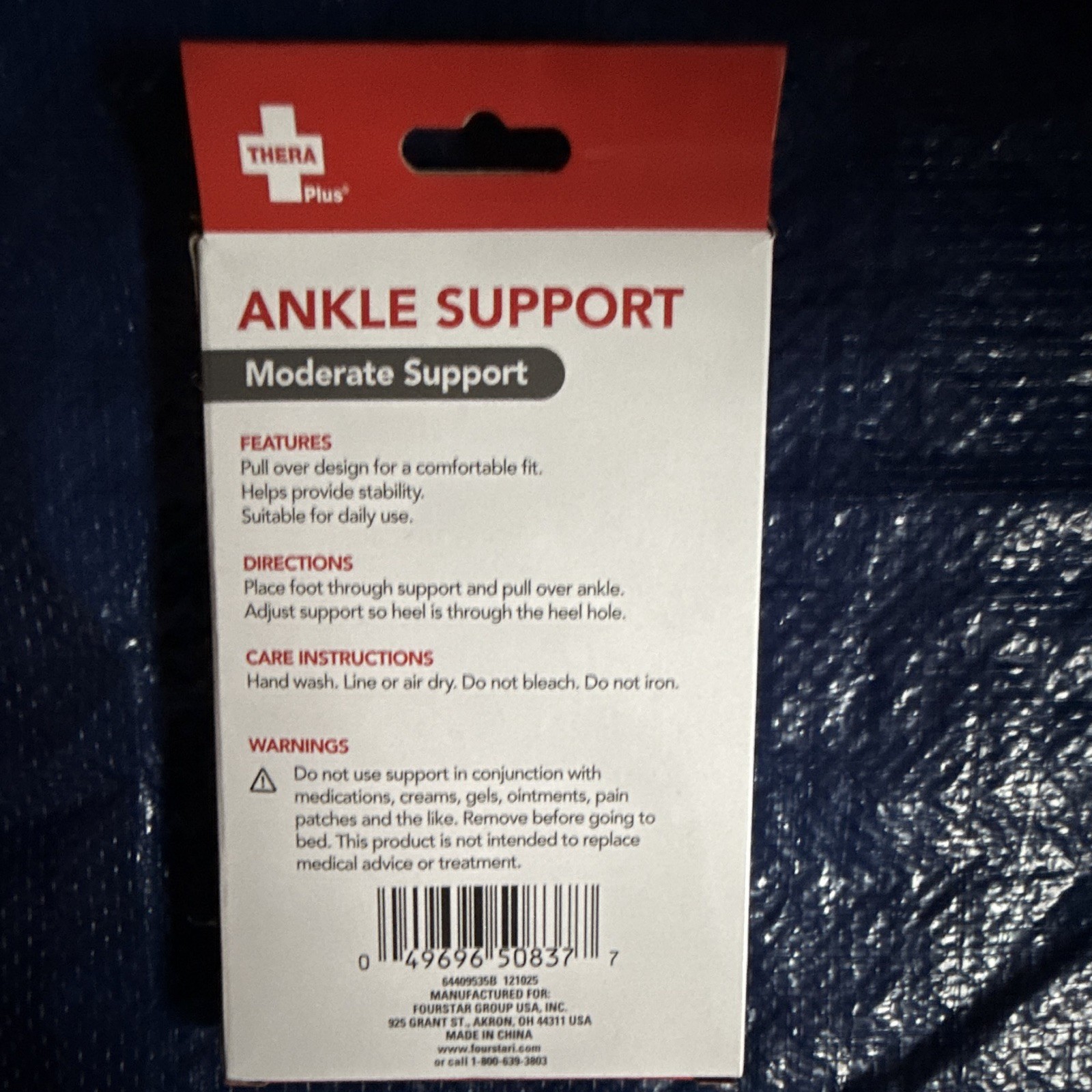 Thera Plus Ankle Support Brace Moderate Stabilization Pull-Over One Size 2ct