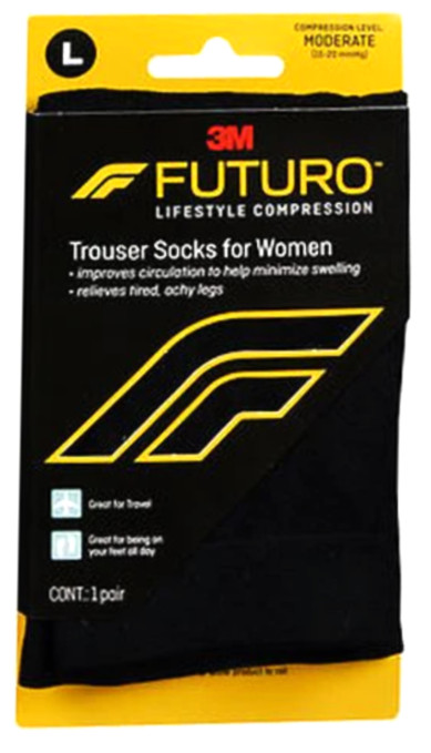 FUTURO Trouser Socks for Women Moderate Compression (15-20 mmHg), Large, 1 Pair