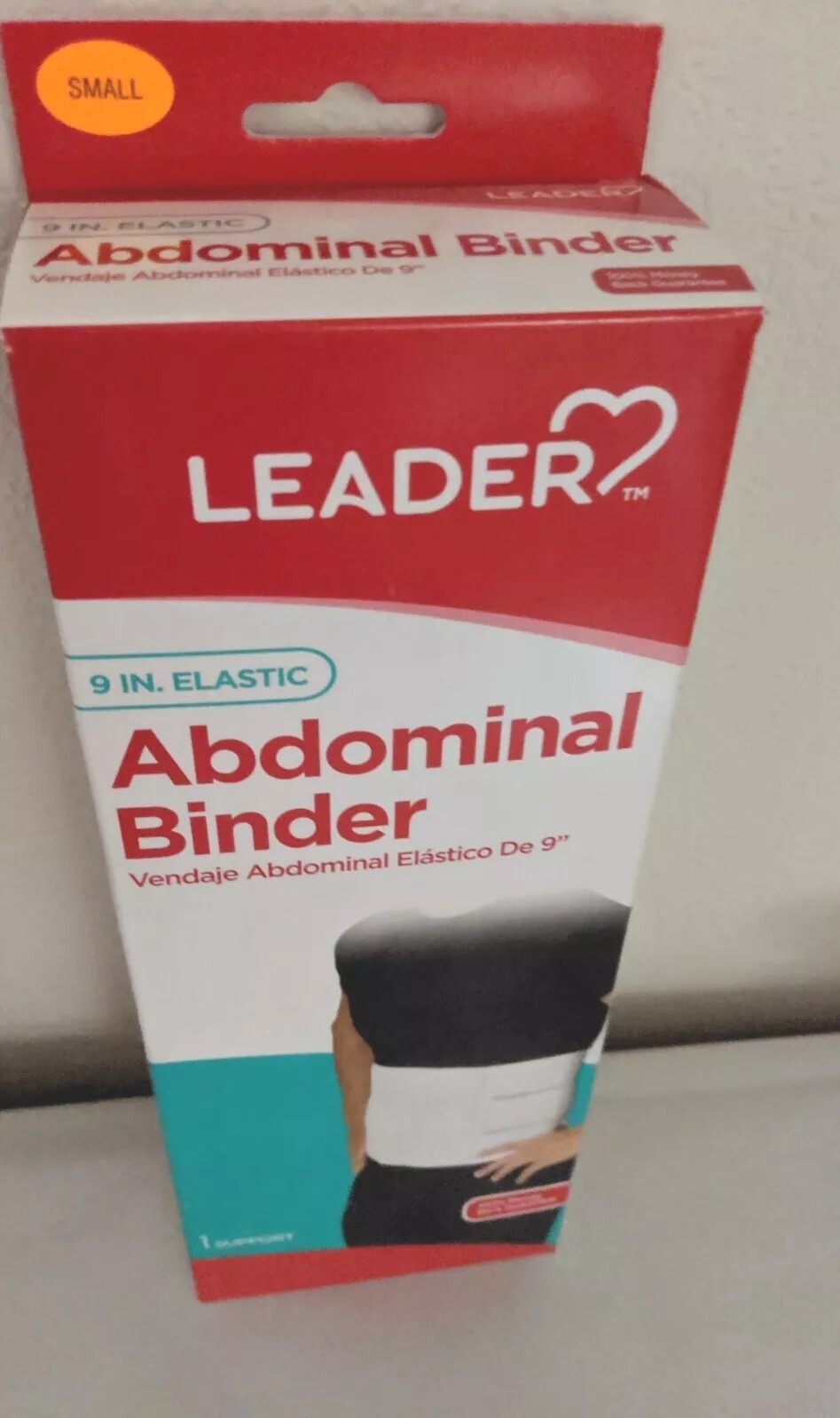 Leader Abdominal Binder 9″ (White) Size Small 1Count