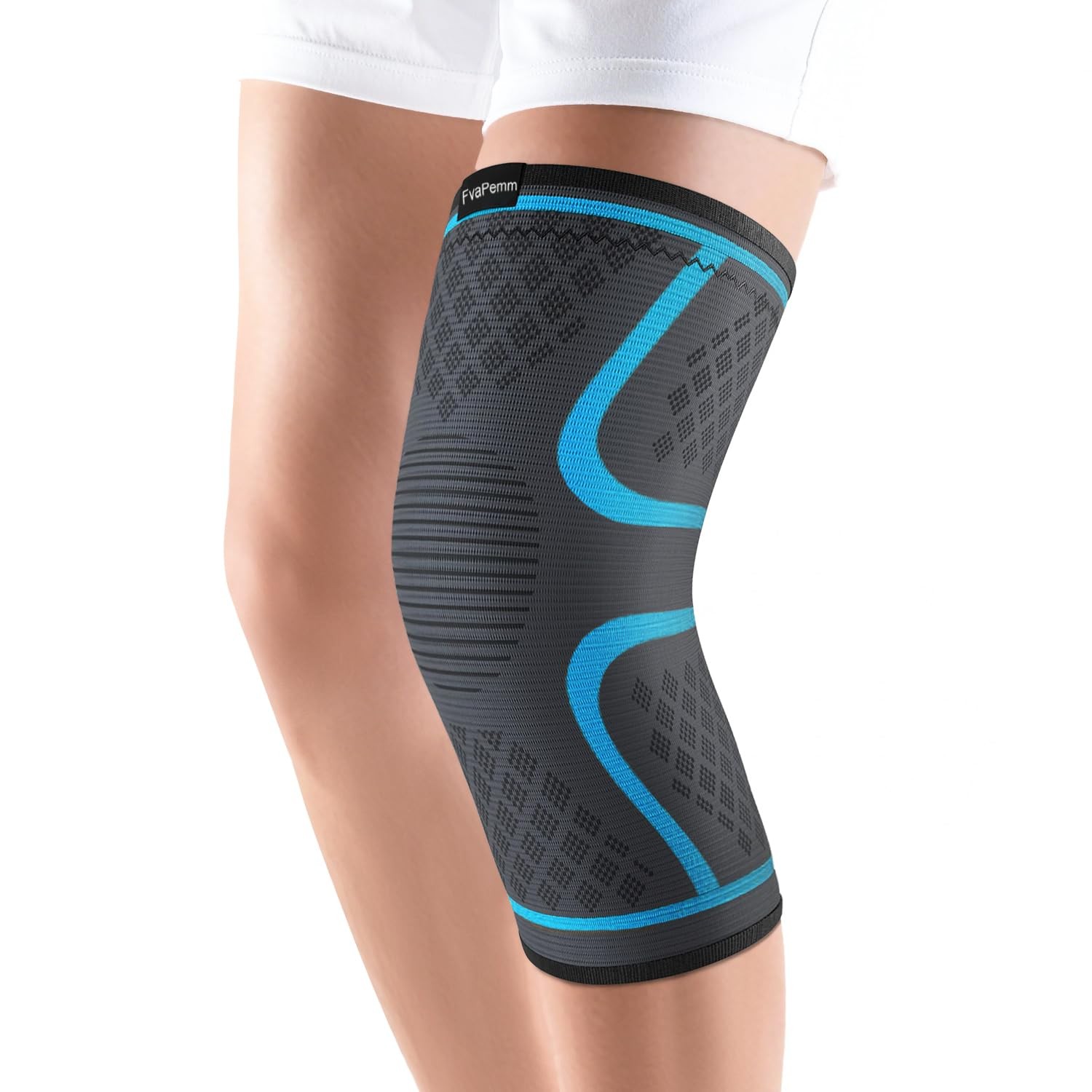 FvaPemm Knee Brace for Women & Men, Compression Sleeve Medium, Blue