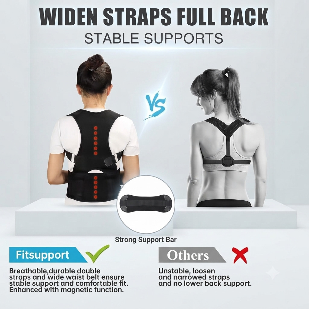 Adjustable Magnetic Posture Corrector Back Support Brace Belt