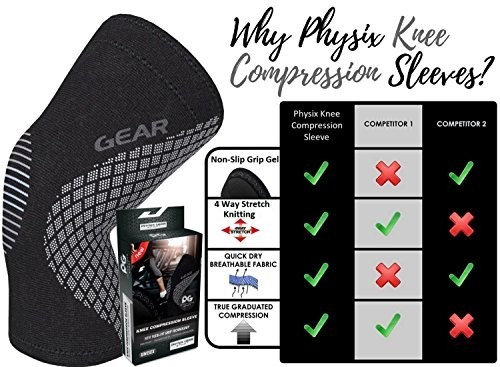 Physix Gear Knee Compression Sleeve for Men & Women – Best Compression Knee B…