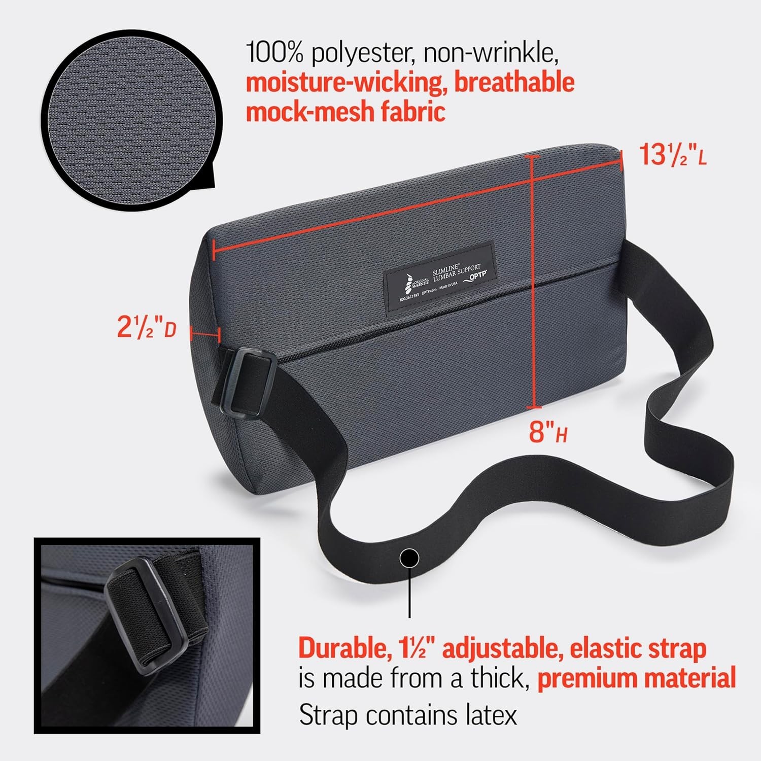 Lumbar Support Pillow Lower Back Cushion Office Car Travel Adjustable