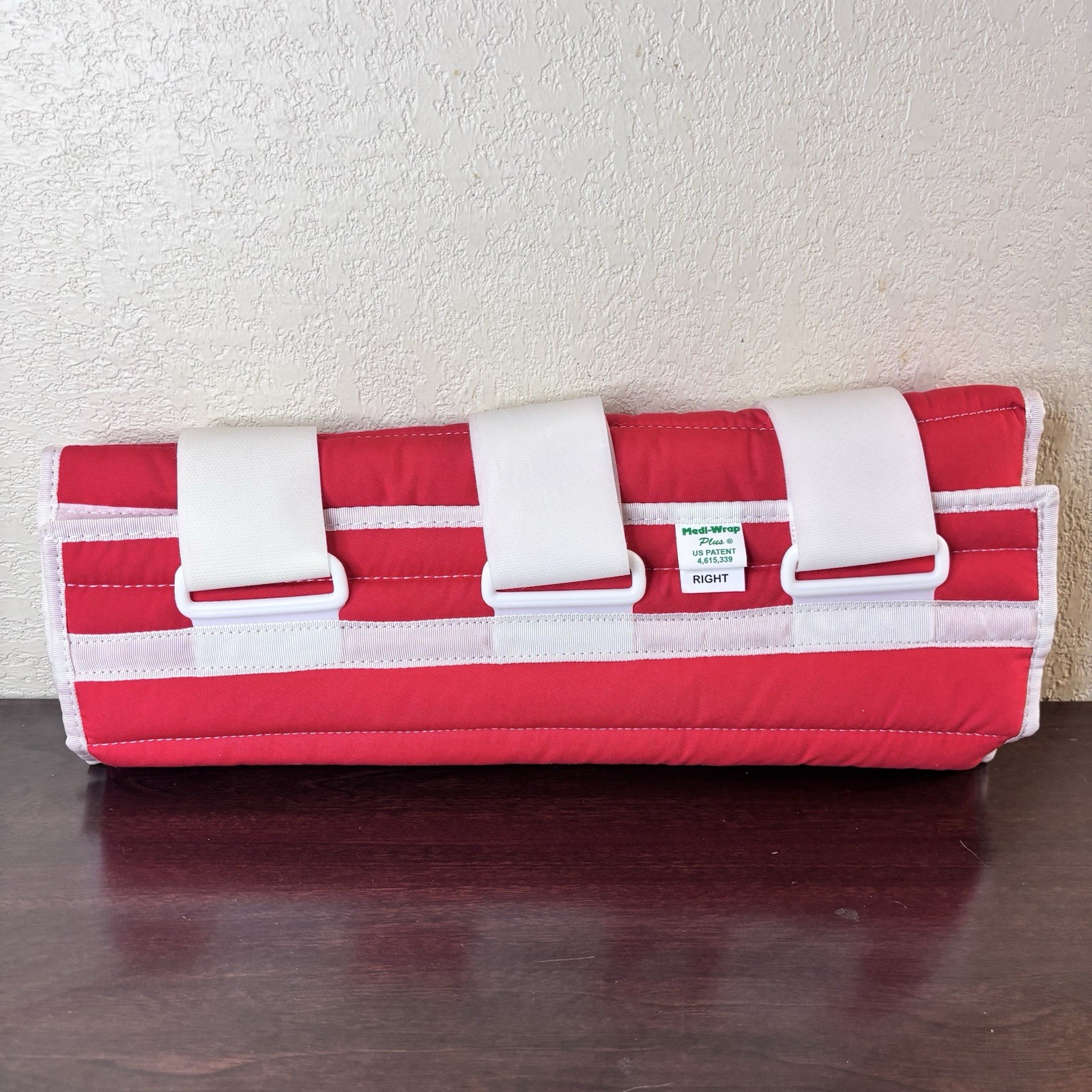 Vintage Medi-Wrap Compression Leg Brace For Right Leg – Red & White 14.5” Long