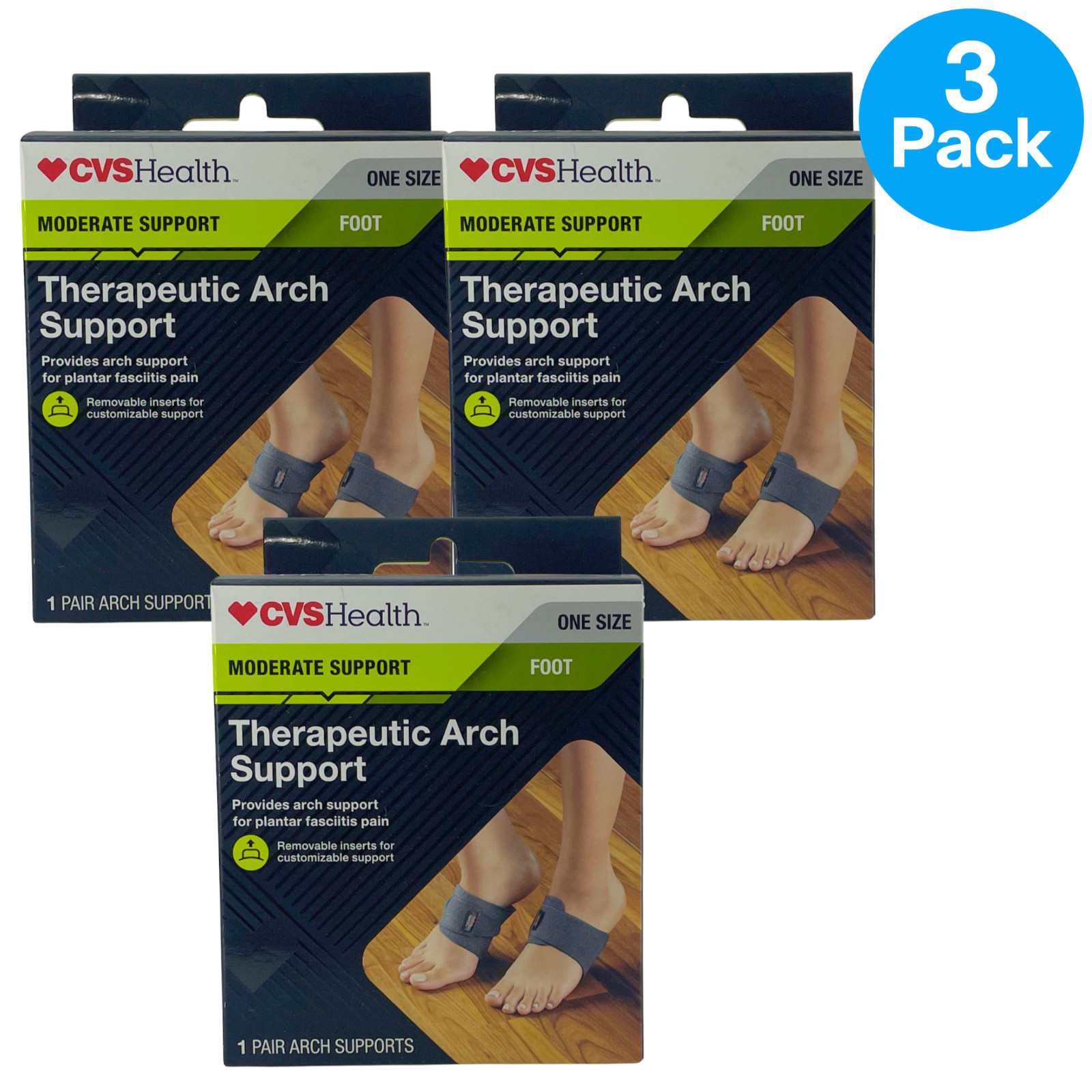 CVS Health Therapeutic Arch Support Plantar Fasciitis Removable Inserts One Size
