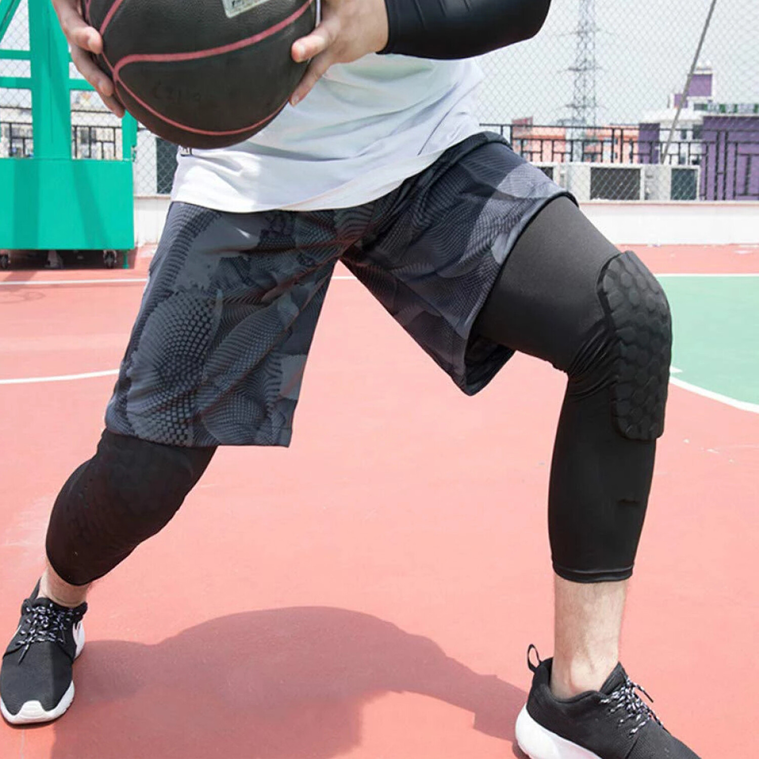 Knee Pad Basketball Leg Protector Long Crashproof Antislip Honeycomb Sleeve New