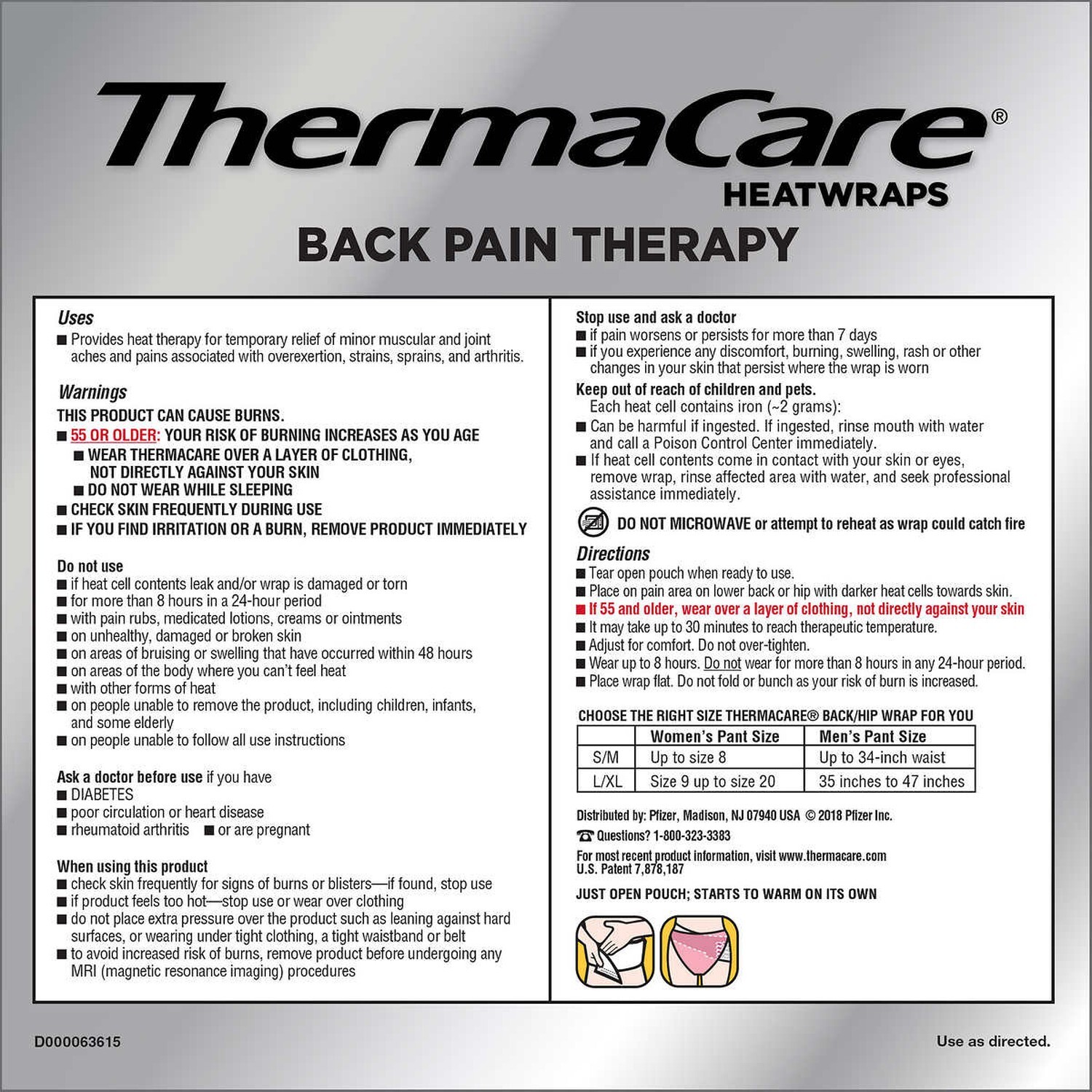 THERMACARE HEAT WRAPS BACK HEATING PAD PATCHES WRAP PACKS HOT PADS L/XL 10 WRAPS