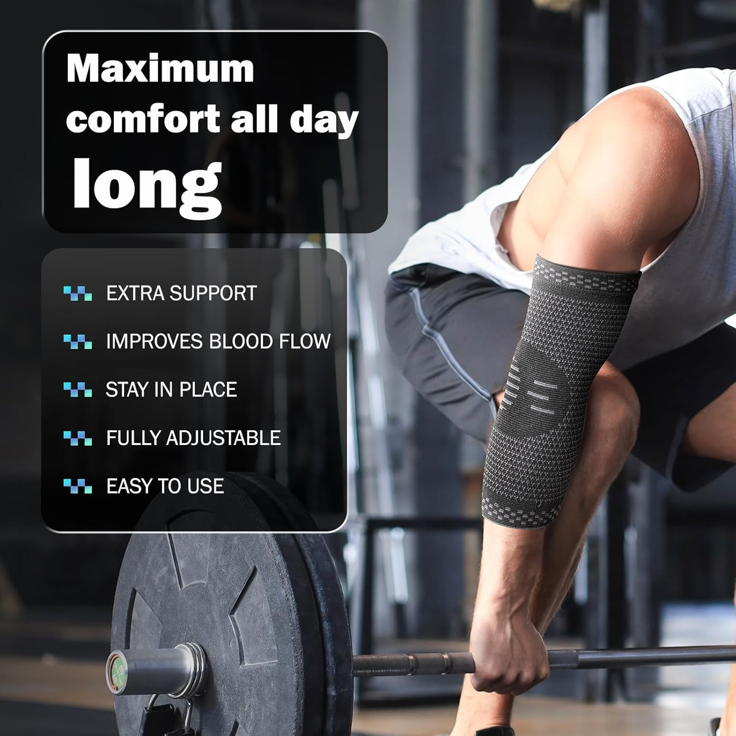 Multi-Purpose Elbow Compression Sleeve – Tennis & Golfer’s Elbow Relief, S Black