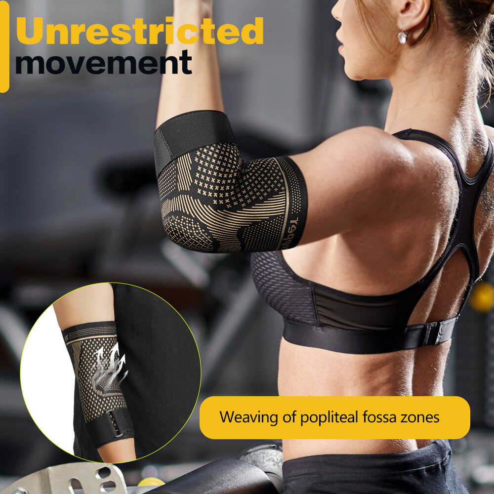 Copper Elbow Brace Compression Support Sleeve Arthritis Tendonitis Joint Pain L6