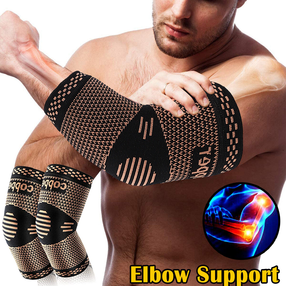 Copper Elbow Brace Compression Support Sleeve Tennis Arthritis Joint Pain Relief