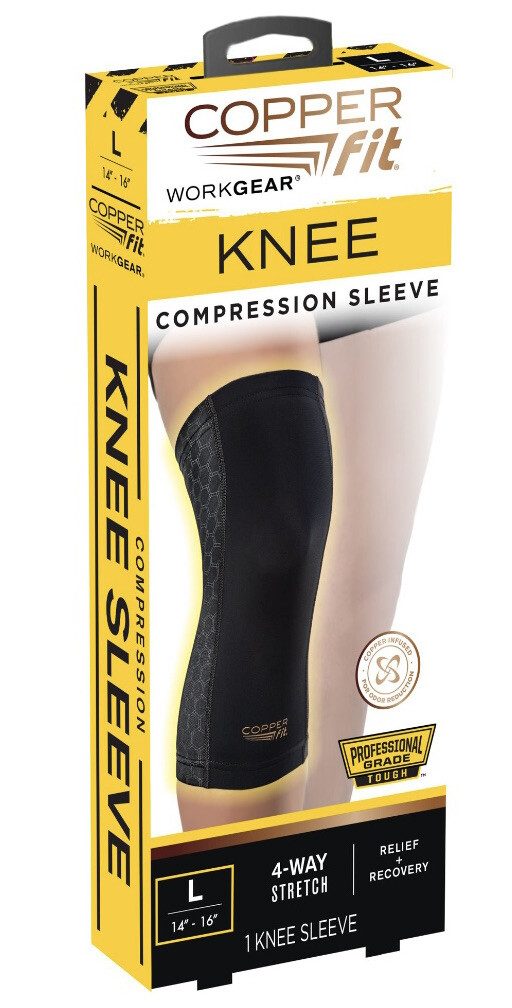 Copper Fit WorkGear Knee Compression Sleeve Unisex Large 14″-16″ PRO GRADE TOUGH