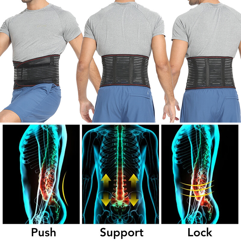 Ergonomic Back Brace for Lower Back Support Pain Relief with Lumbar Steel Stays