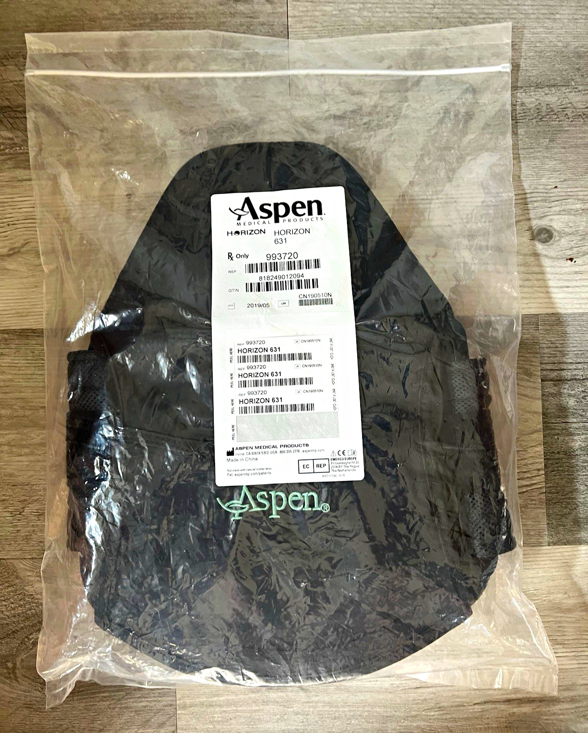 Aspen Horizon 631 Back Orthosis Brace Stabilization Black Mesh R Only MPN 993720