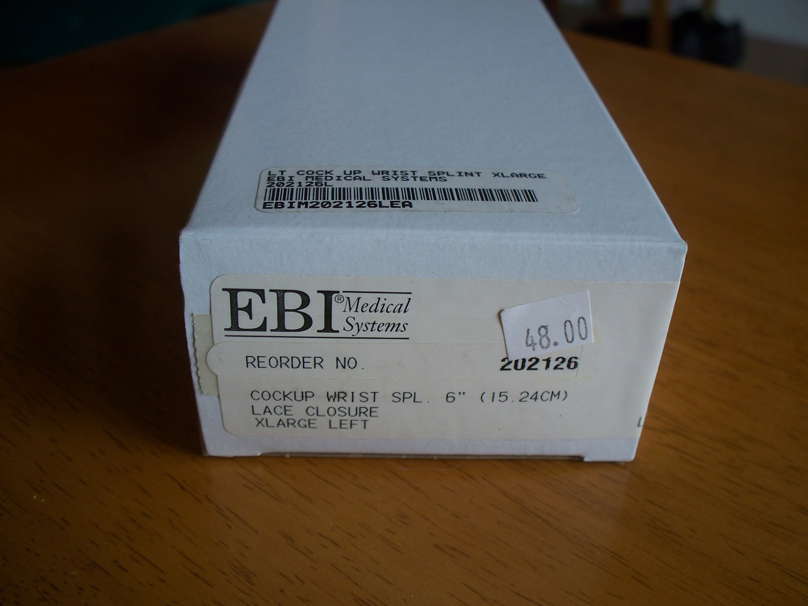 EBI Sports Medicine, Cock Up, 6″ Wrist Splint, X-Large Left, 202126L, New in Pkg