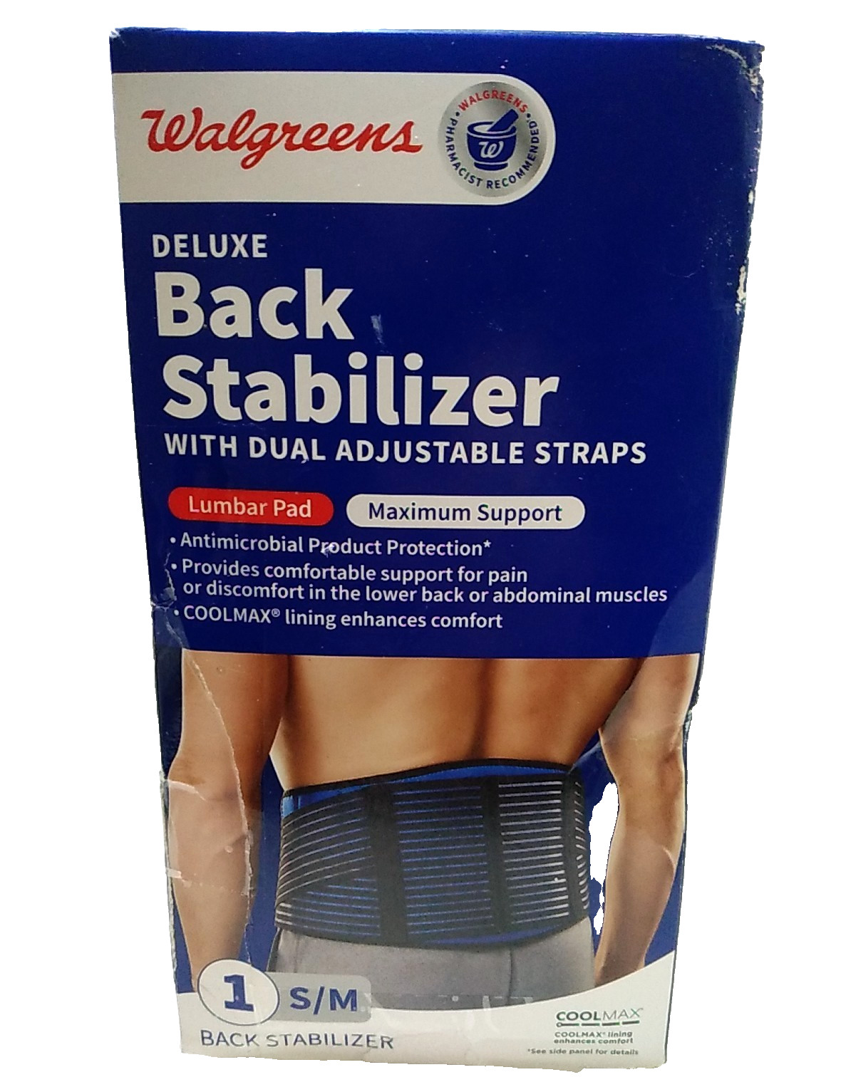 Walgreens ~ Deluxe Back Stabilizer ~ Size: S/M ~ New • Tape Repaired Box