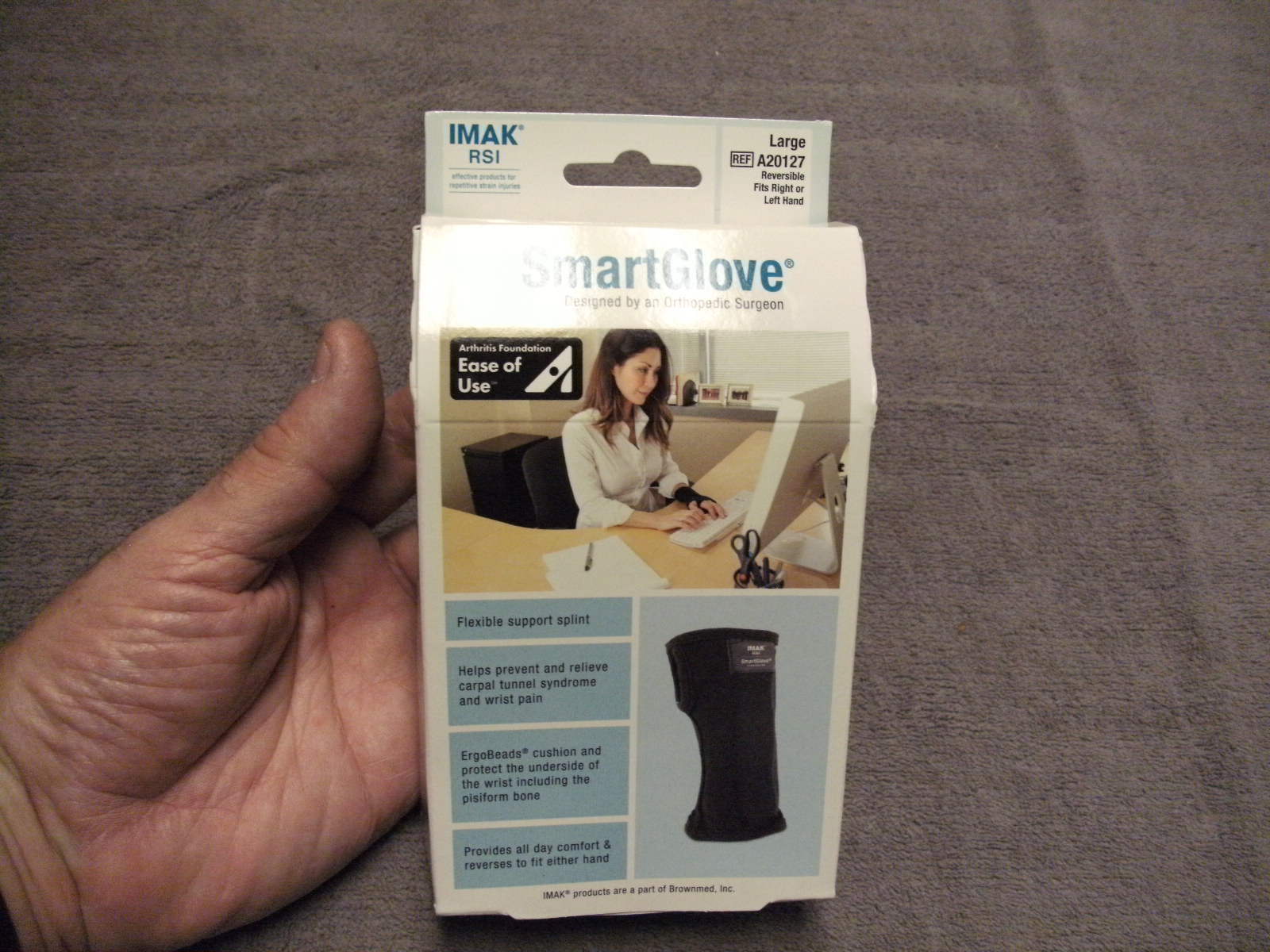 Imak RSI SmartGlove, Flexable Support Splint, Size Large, new unused cond in Box