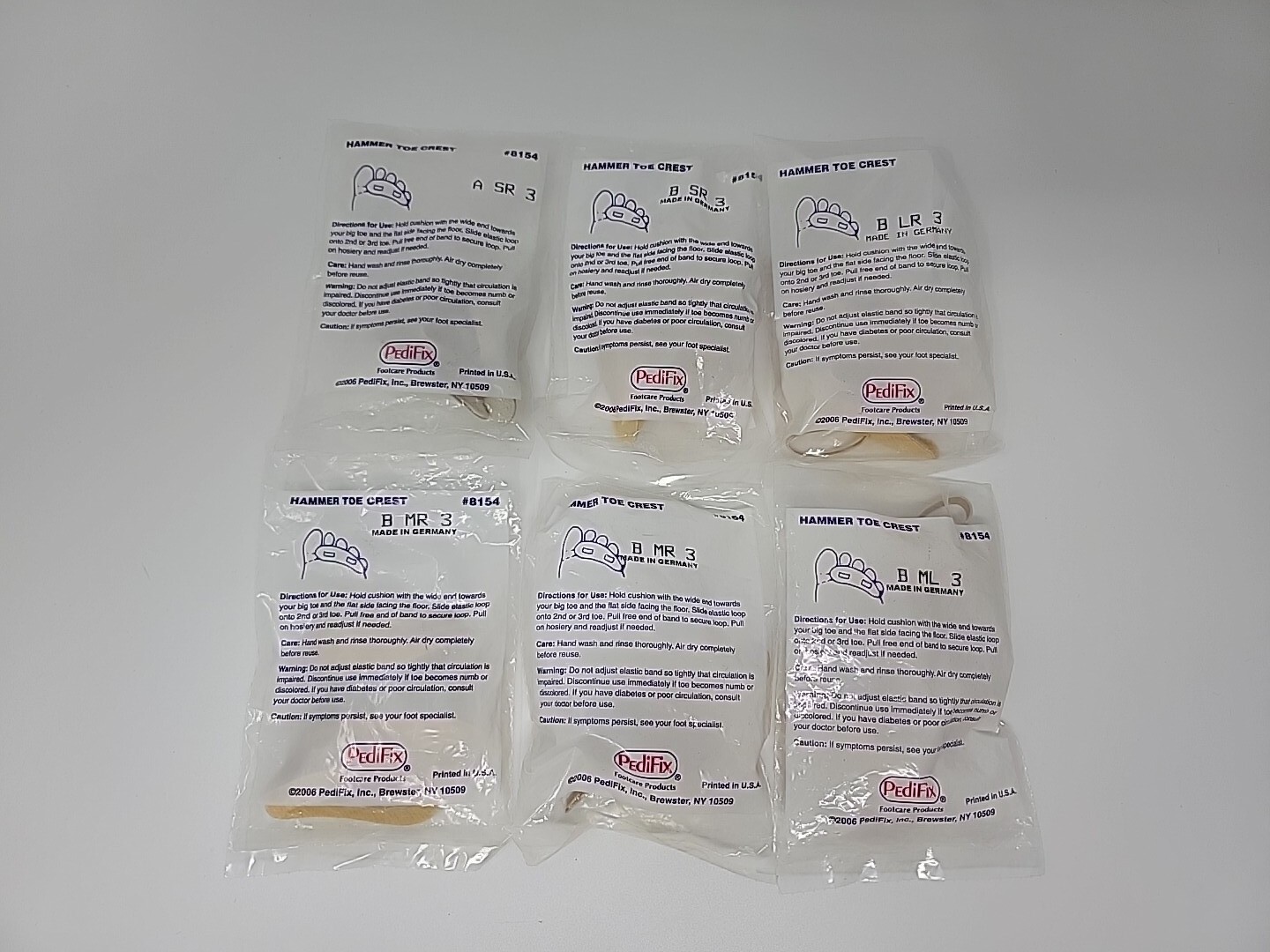 Lot Of 6 Pedifix Beige Hammer Toe Crest Medium Pull-On for Right Foot 3 Ct Ea Pk