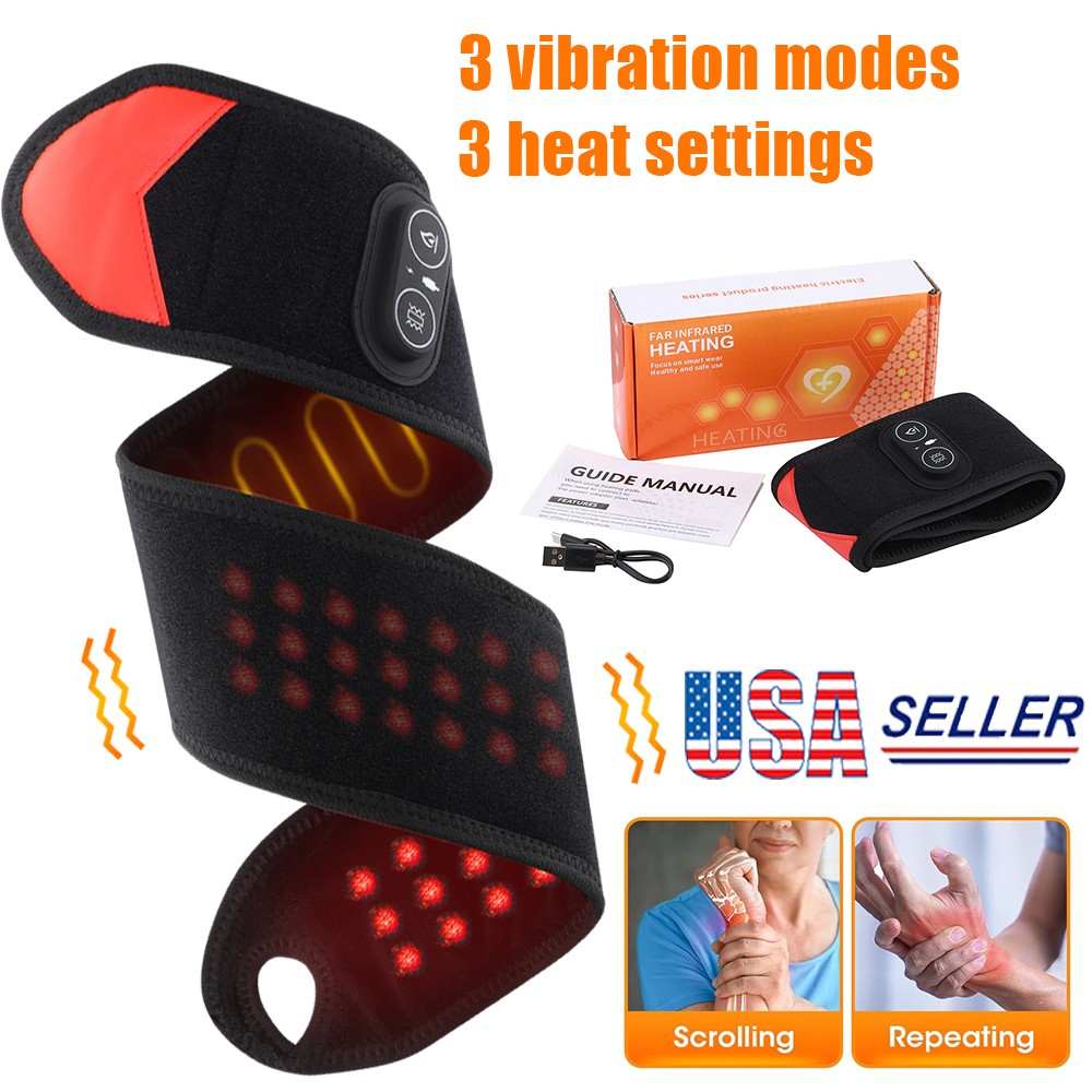 Cordless Hand Wrist Massager Pain Relief w/3 Heat Levels & 3 Vibration Modes US