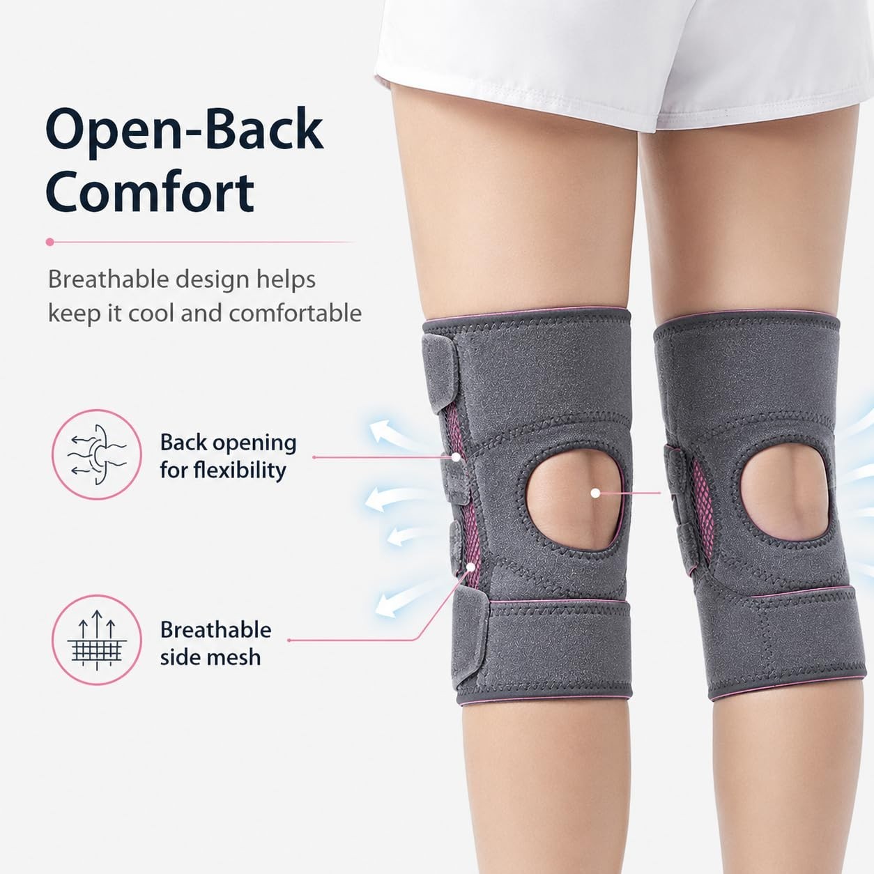 Knee Brace for Men & Women with Side Stabilizers & Patella Gel Pad, Compression