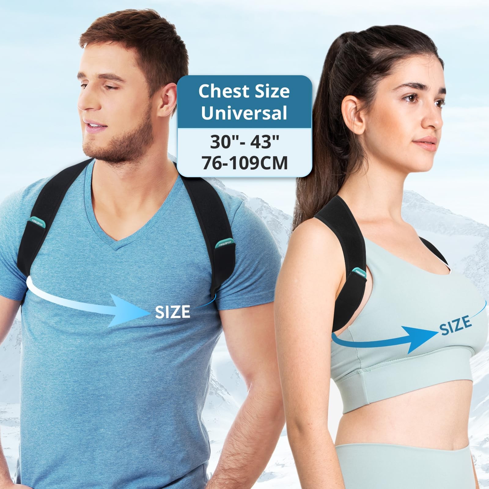 KINSTRON Adjustable Posture Corrector for Men & One Size Fits Most, Black
