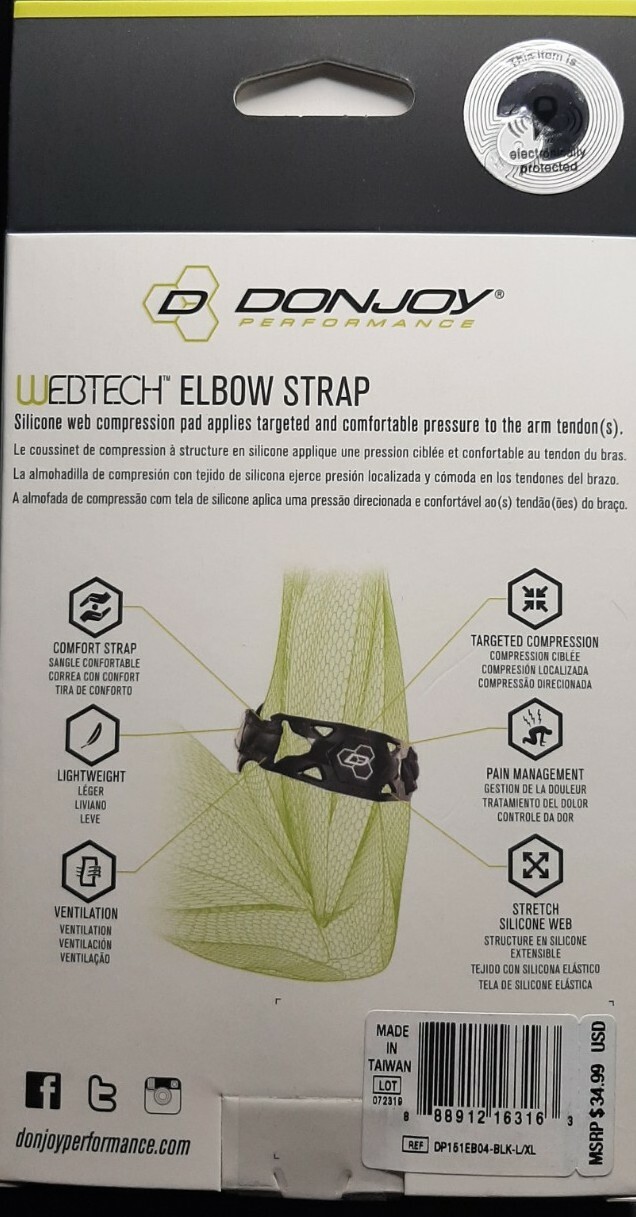 DonJoy Performance Webtech Elbow Strap Black, S / M 🎾 Tennis or Golfer’s Elbow